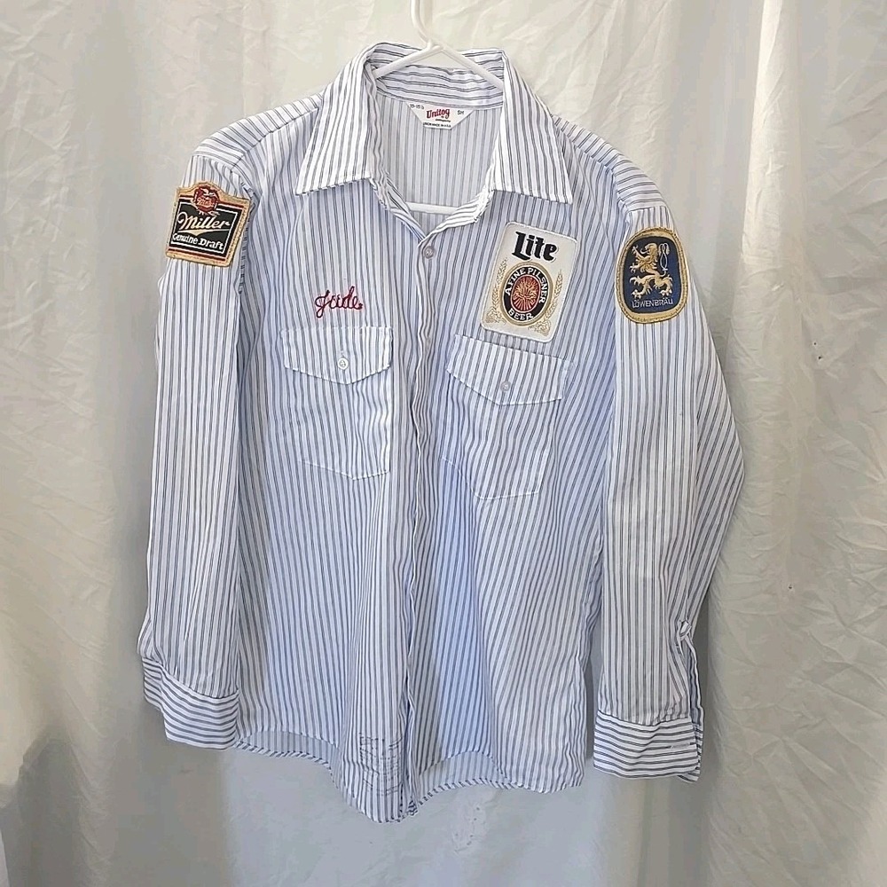 Vintage Unitog Union Miller Beer Delivery‎ Shirt Long Sleeve Embroider Jude Name